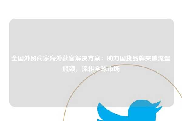 全国外贸商家海外获客解决方案：助力国货品牌突破流量瓶颈，深耕全球市场