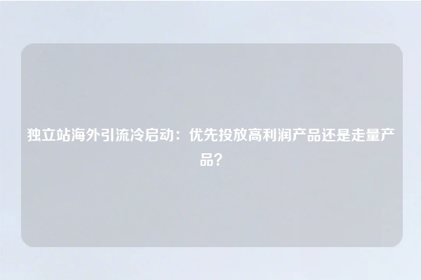 独立站海外引流冷启动：优先投放高利润产品还是走量产品？