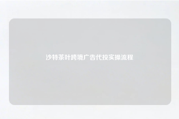 沙特茶叶跨境广告代投实操流程