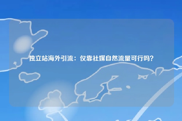 独立站海外引流：仅靠社媒自然流量可行吗？