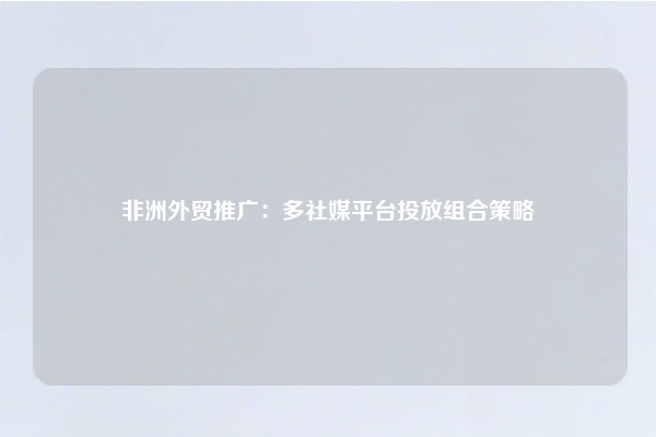 非洲外贸推广：多社媒平台投放组合策略