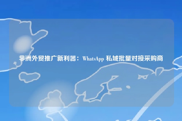 非洲外贸推广新利器：WhatsApp 私域批量对接采购商