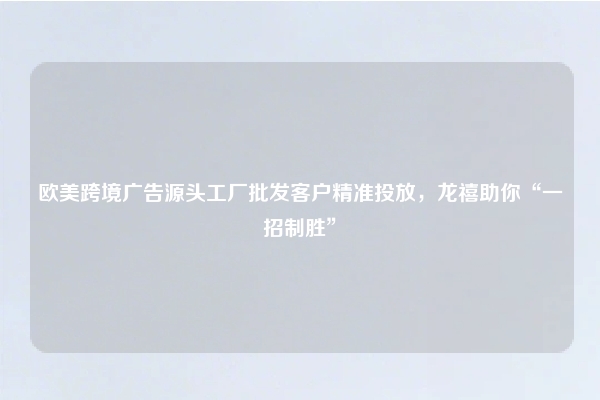 欧美跨境广告源头工厂批发客户精准投放，龙禧助你“一招制胜”